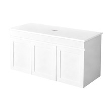 Stefania 1200mm Matte White Wall Hung Single Vanity with Stone Countertop